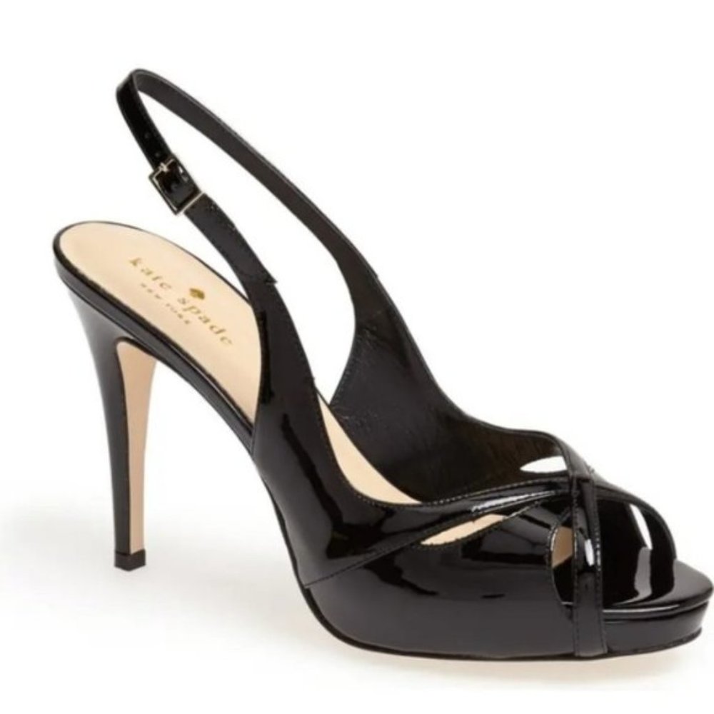 Kate Spade Genna Patent Leather Peep Toe Heels